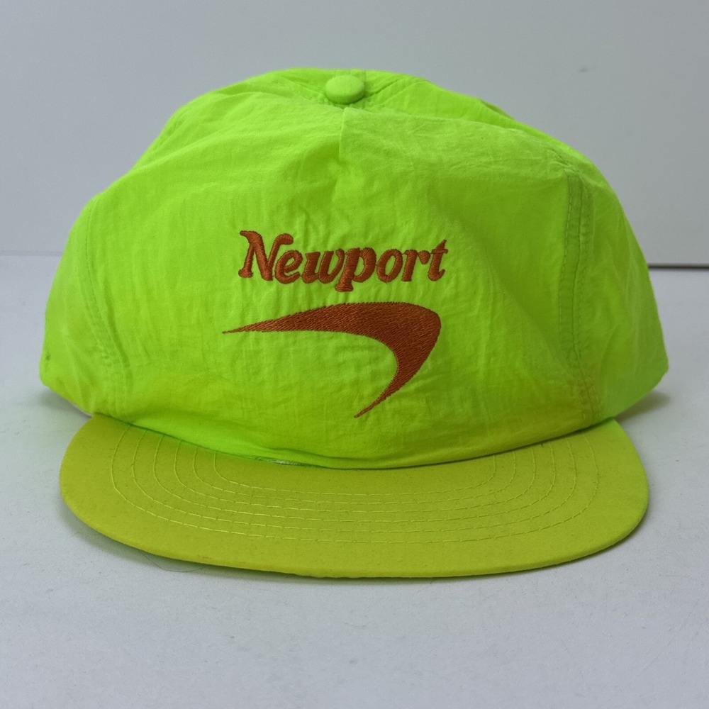 Vintage Newport Cigarette Hat Neon Green Snapback Trucker 80s Retro Colorful